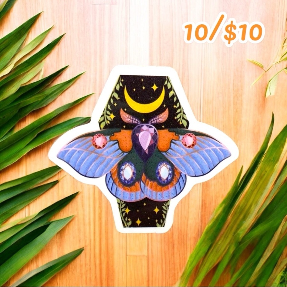 Celestial Gem Moth Sticker – Approx. 2”